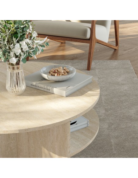 sofabord sidebord stuemøbler rundt moderne design travertin sten