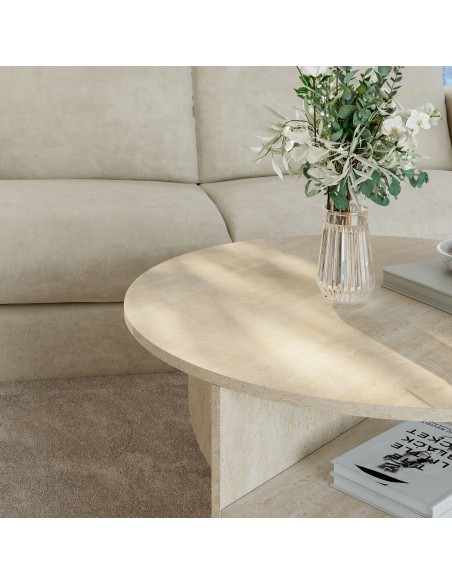 sofabord sidebord stuemøbler rundt moderne design travertin sten