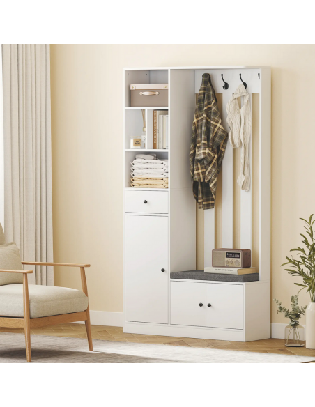 Garderobe skoskab træ billigt entre hvid