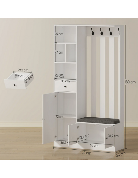 Garderobe skoskab træ billigt entre hvid