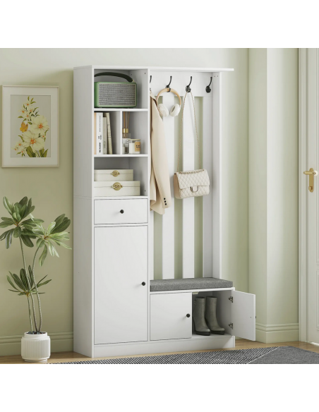 Garderobe skoskab træ billigt entre hvid