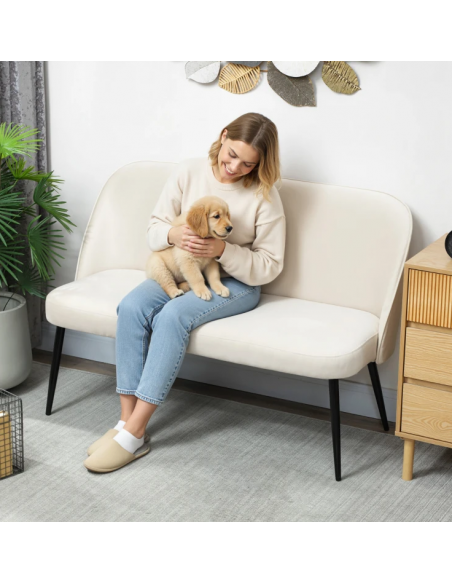 bænk entre garderobe soveværelse moderne design stof velour velur beige