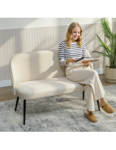 bænk entre garderobe soveværelse moderne design stof velour velur beige 2