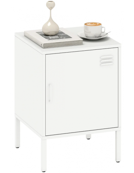 sengebord natbord metal stål soveværelse billig hvid opbevaring