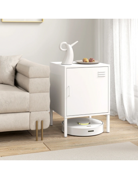 sengebord natbord metal stål soveværelse billig hvid opbevaring