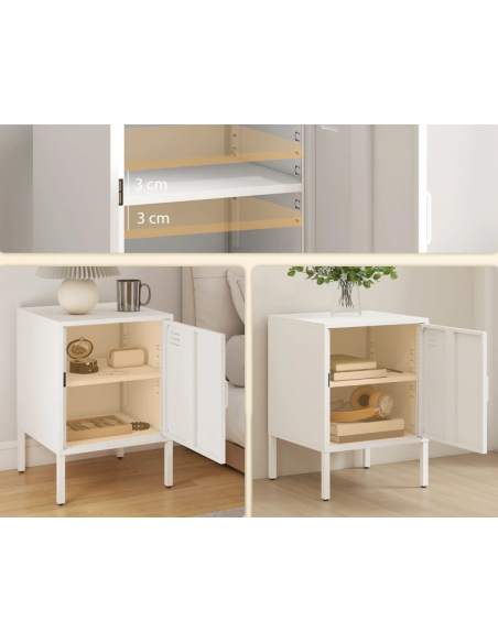 sengebord natbord metal stål soveværelse billig hvid opbevaring