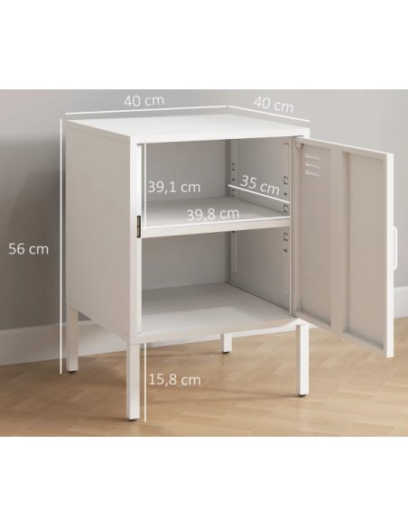 sengebord natbord metal stål soveværelse billig hvid opbevaring