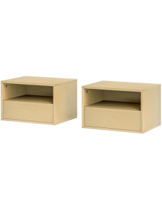 væghængt sengebord natbord træ soveværelse billig skuffe hylde