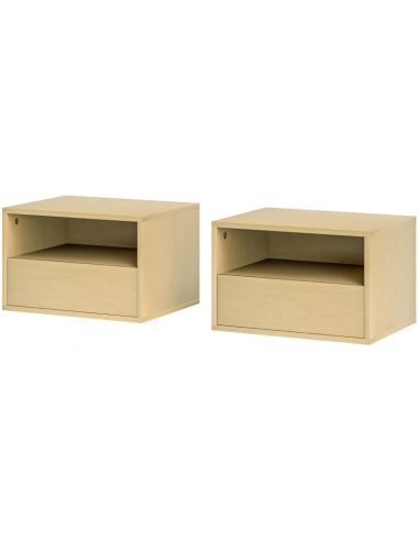 væghængt sengebord natbord træ soveværelse billig skuffe hylde