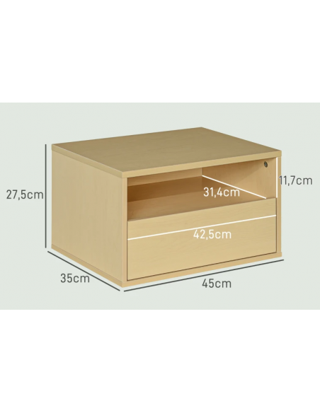 væghængt sengebord natbord træ soveværelse billig skuffe hylde