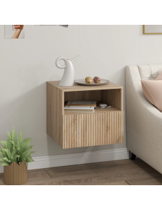 væghængt sengebord natbord træ soveværelse billig skuffe hylde 2