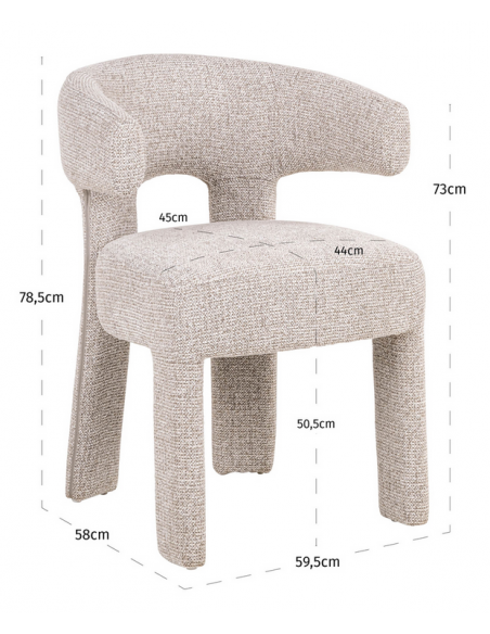 spisebordsstol armlæn stof moderne natur beige