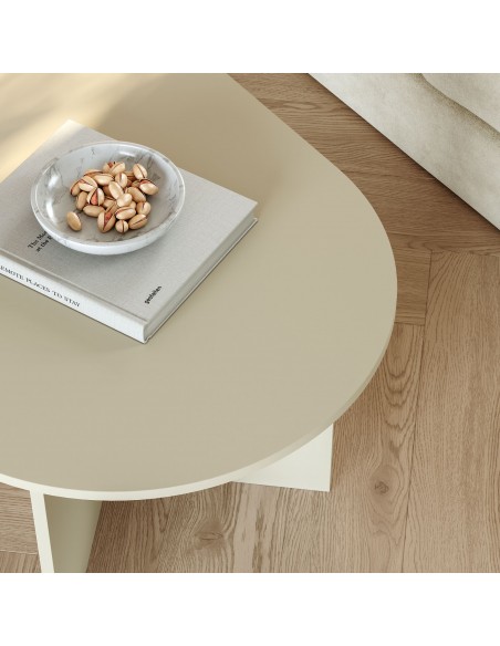 sofabord sidebord stuemøbler ovalt moderne design beige