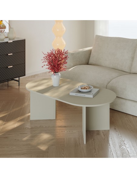sofabord sidebord stuemøbler ovalt moderne design beige