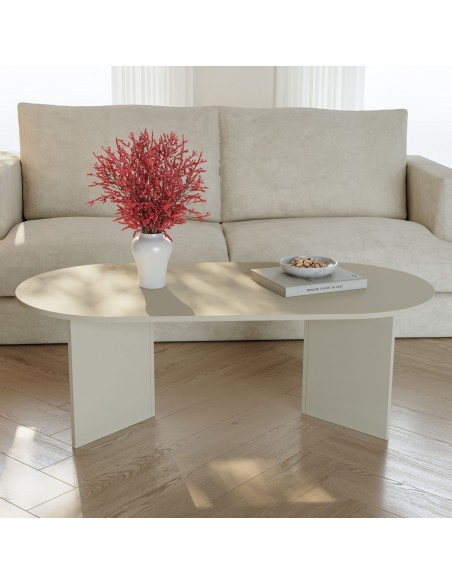 sofabord sidebord stuemøbler ovalt moderne design beige