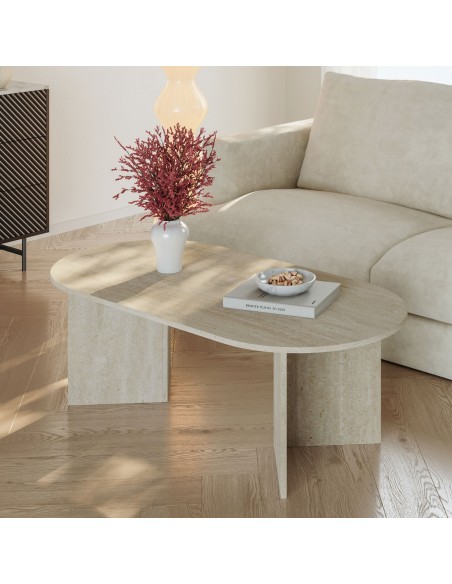 sofabord sidebord stuemøbler ovalt moderne design travertin sten