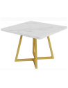 Firkantet spisebord i metal og møbelplade 80 x 80 cm - Guld/Hvid marmoriseret