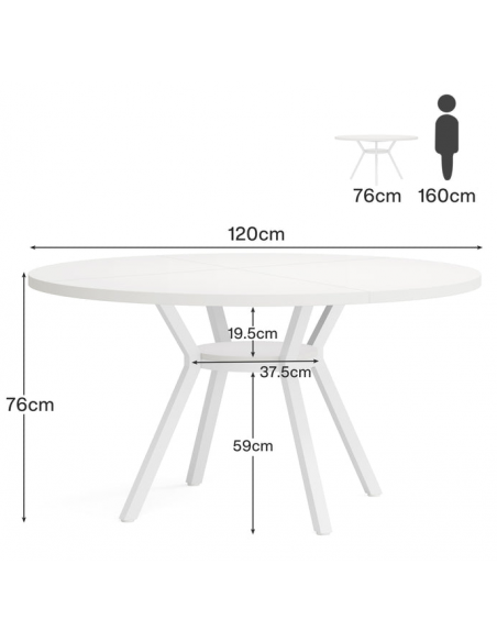 rundt spisebord indretning 120 sort