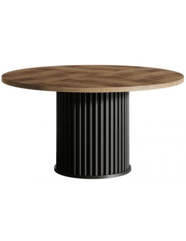 Rundt spisebord i metal og møbelplade Ø120 cm - Sort/Vild natur