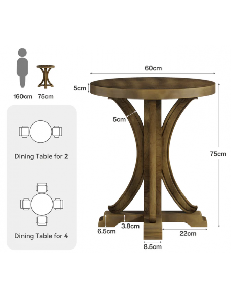 rundt spisebord indretning 60 brun