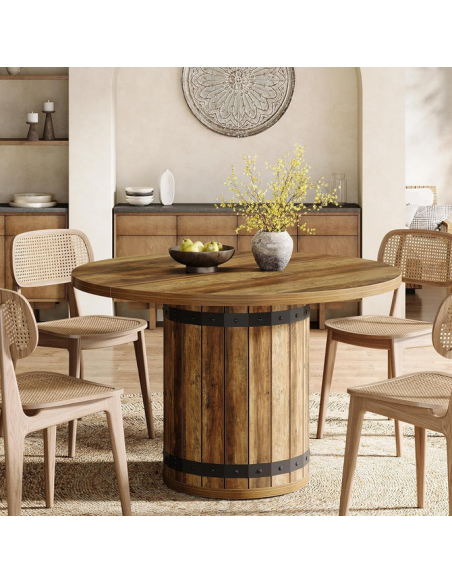 rundt spisebord indretning 100 sort brun rustikt