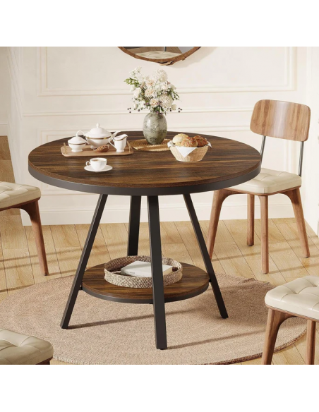 rundt spisebord indretning 90 sort brun rustikt