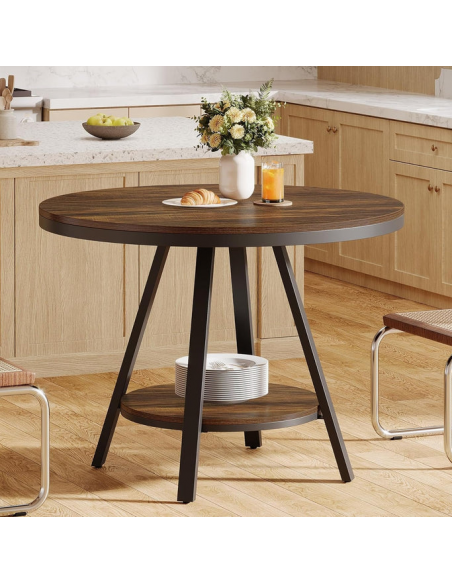 rundt spisebord indretning 90 sort brun rustikt