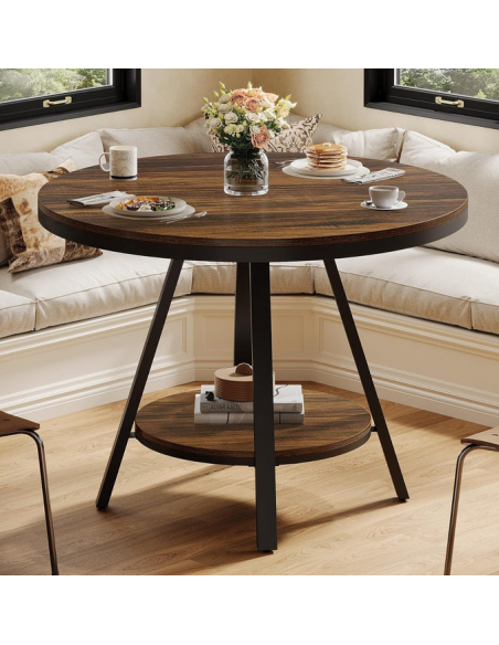 rundt spisebord indretning 90 sort brun rustikt