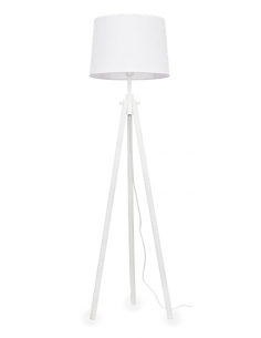 Gulvlampe i træ og tekstil Hvid stof tripod