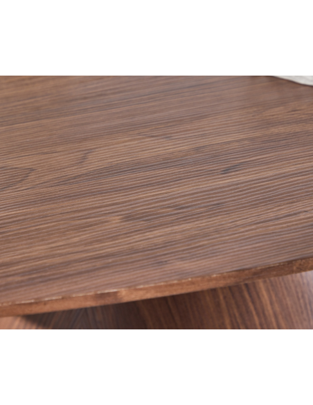 stort rundt sofabord brun træ moderne design