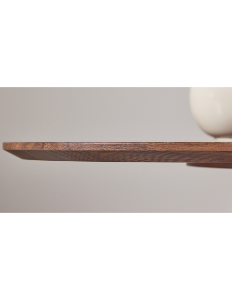 stort rundt sofabord brun træ moderne design