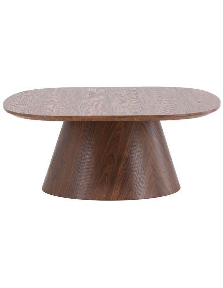 stort rundt sofabord brun træ moderne design