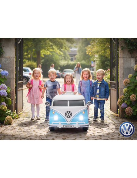 traktor elbil bil elektrisk børn udendørs legetøj udeleg indendørs vw bus retro