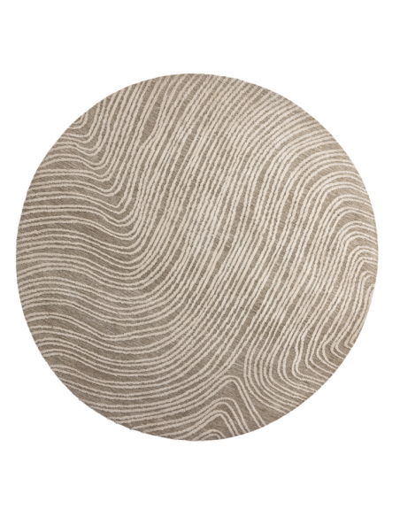 løst tæppe stue gulvtæppe rundt beige Ø200