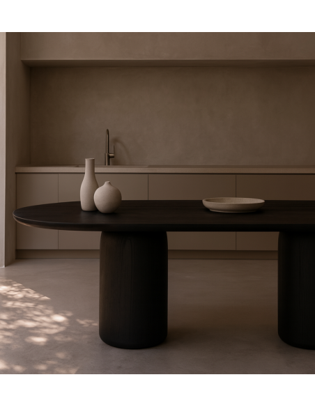 ovalt spisebord egetræ eg ovale spiseborde sort moderne design