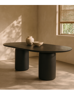 ovalt spisebord egetræ eg ovale spiseborde sort moderne design 2