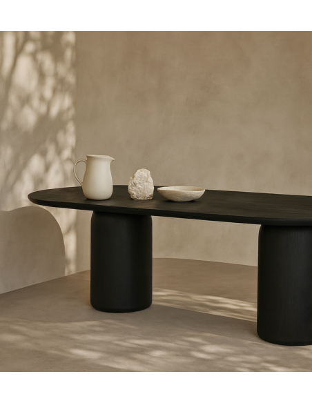 ovalt spisebord egetræ eg ovale spiseborde sort moderne design