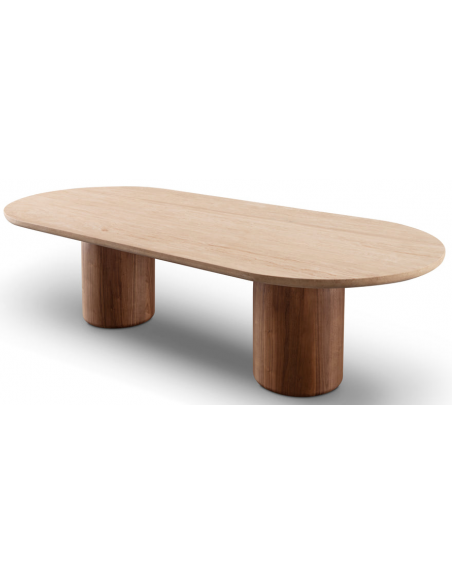 ovalt spisebord egetræ eg ovale spiseborde moderne design valnød sten travertin marmor