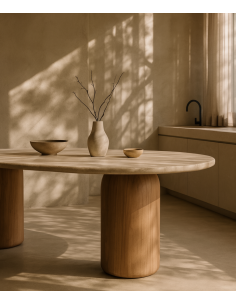 ovalt spisebord egetræ eg ovale spiseborde moderne design valnød sten travertin marmor 2