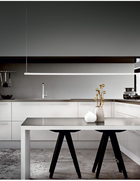 langbordspendel moderne design køkken spisebord led hvid