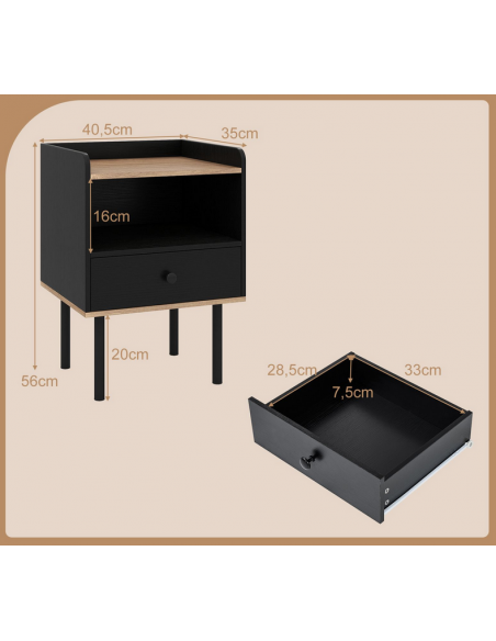 sengebord natbord soveværelse billig opbevaring sort