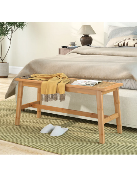 bænk entre garderobe soveværelse moderne design spisebænk træ bambus