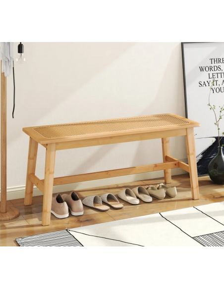 bænk entre garderobe soveværelse moderne design spisebænk træ bambus