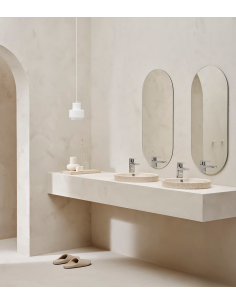 nedfældet rund håndvask træ woodio moderne design badeværelse bordplade 2