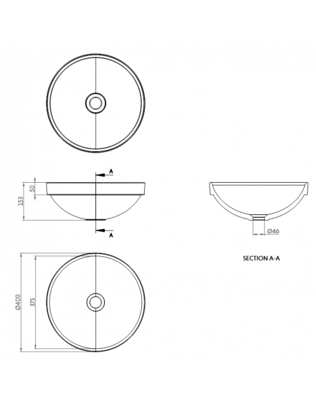 nedfældet rund håndvask træ woodio moderne design badeværelse bordplade