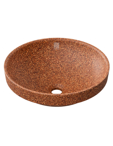 nedfældet rund håndvask træ woodio moderne design badeværelse bordplade