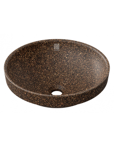 nedfældet rund håndvask træ woodio moderne design badeværelse bordplade