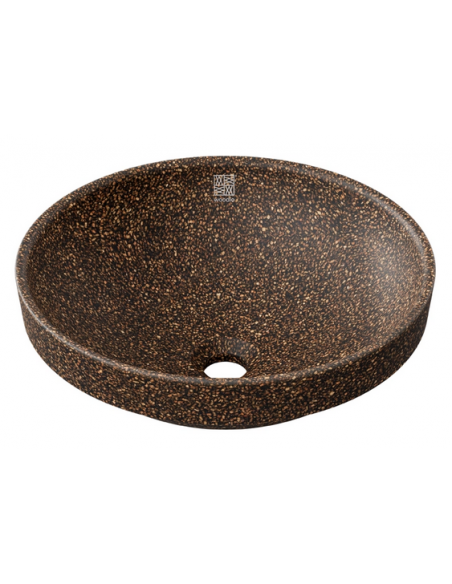 nedfældet rund håndvask træ woodio moderne design badeværelse bordplade