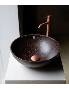 bordmonteret bordplade rund håndvask træ woodio moderne design badeværelse 2