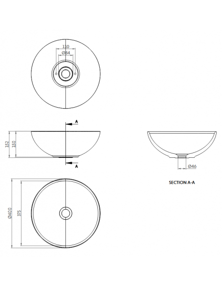 bordmonteret bordplade rund håndvask træ woodio moderne design badeværelse